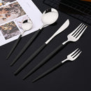 Axyaa Black Silver Cutlery Set for 5 - Stainless Steel Flatware Dinnerware