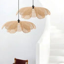 Axyaa Woven Petal Pendant Lights: Zen Tea Room Rattan LED Chandelier