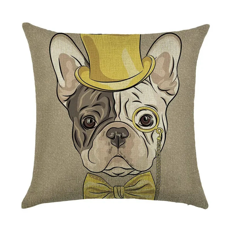 Cute Dog Watercolor Linen Cushion Cover 45*45cm - Axyaa