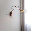 Axyaa Copper LED Wall Light: Modern Nordic Design, Long Arm, Walnut Home Lighting