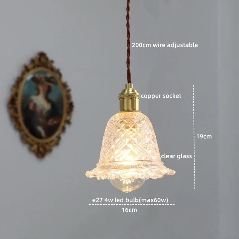 Axyaa Modern LED Glass Copper Pendant Light with Knob Switch