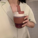 Axyaa Glass Water Bottle with Lid & Straw - Portable & Anti-scalding Cup