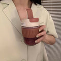 Axyaa Glass Water Bottle with Lid and Straw, Portable for Coffee, Milk, Tea, Juice