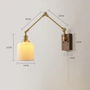 Axyaa Copper Swing LED Wall Light with Pull Chain Switch, Wide Rotation, Walnut Canopy