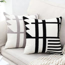 Axyaa Embroidered Burlap Square Pillow Cover 45x45cm White Gray Black Home Decor