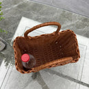 Axyaa Imitation Rattan Storage Basket with Handle Home Decor Handbag