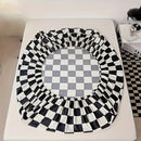 Axyaa Checkerboard Black-and-White Fitted Sheet Set & Mattress Protector