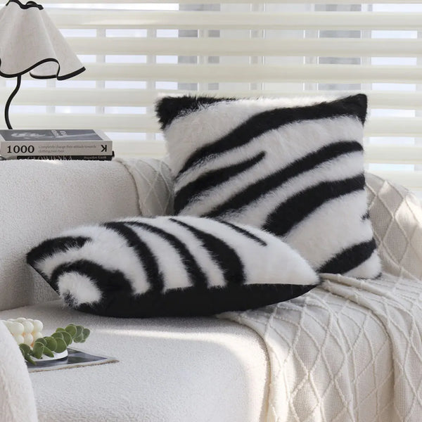 Axyaa Zebra Print Cushion Cover in Black & White, 45x45/30x50cm Pillowcase