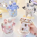 Axyaa Kawaii Boba Water Bottle with Straw Tea Infuser, 500ml