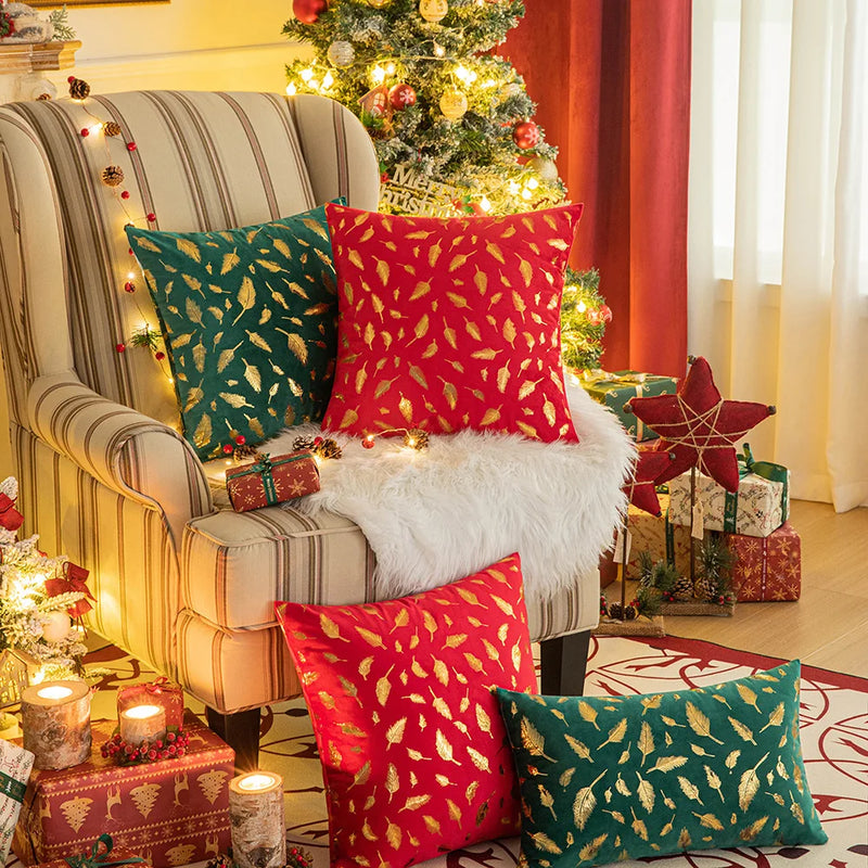 Axyaa Christmas Printed Plush Pillow Cover 45x45 - Stylish Sofa Decor