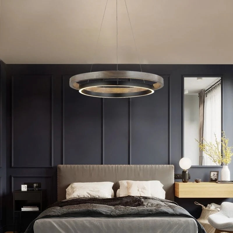 Modern LED Double Circular Chandelier for Dining, Bedroom, and Living Room by Axyaa