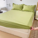 Axyaa 100% Cotton Fitted Sheet & Pillowcase Set, White, 180x200, 3Pcs