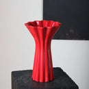 Axyaa Geometric Fold Pattern Ceramic Vase - Red Flower Arrangement and Home Decor Accessory