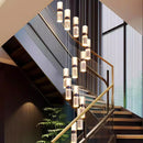 Axyaa Crystal Chandelier Stair Pendant Lamp Living Room Interior Lighting