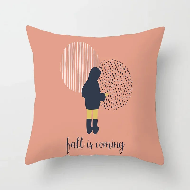 Axyaa Autumn Cartoon Pillowcase 45X45CM for Home Sofa Decor