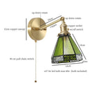 Axyaa Vintage Glass LED Tiffany Wall Lamp with Pull Chain Switch