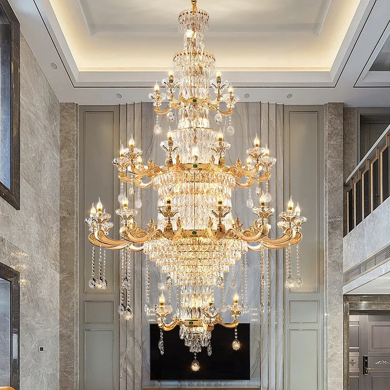 Axyaa Crystal Chandelier: Elegant Light for Living, Dining, Bedroom, or Hotel