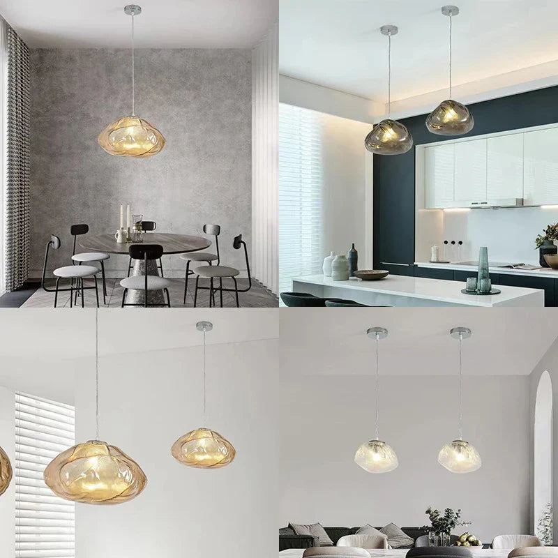 Axyaa Nordic Glass Pendant Light - Modern Hanging Lamp for Living, Dining, and Restaurants
