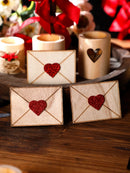 Wooden Envelope Ornaments with Red Love Hearts by Axyaa - Valentine's Day & Wedding Decor