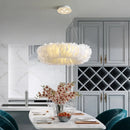 Axyaa Modern Donut Pendant Light: Stylish White Feather Lamp for Romantic Master Bedrooms