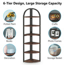 Axyaa Rustic 6-Tier Corner Bookshelf: 71" Tall Plant Stand & Display Rack