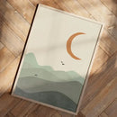 Sage Green Geometric Landscape Canvas Print for Modern Living Room Decor by Axyaa