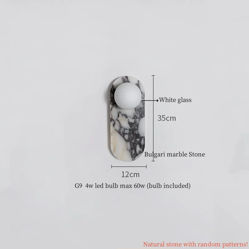Axyaa Marble LED Wall Lamps - Nordic Minimalism for Bedroom, Bathroom, Living Room