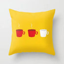 Axyaa Coffee Print Polyester Throw Pillow Case for Home Sofa Chair Decor