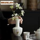 Axyaa Hand-painted Floral Vase: Antique Porcelain Plant Pot for Home Decoration