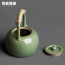 Axya Coarse Pottery Bamboo Green Teapot Zen Tea Ceremony Infuser