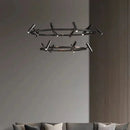 Axyaa LED Metal Chandelier: Minimalist Suspension Light for Dining Room Height Adjustable