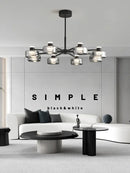 Axyaa Minimalist Glass LED Chandelier for Living Room, Restaurant, Kitchen, Bedroom - Dimmable Lighting