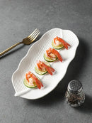 Axyaa Ceramic Banana Leaf Plate Sushi Dim Sum BBQ Hotel Tableware