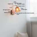 Axyaa Amber Glass Wood LED Wall Lamp with Switch for Living Room and Stair Lighting