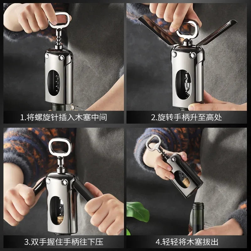 Axya Gun Black Wine Opener, Zinc Alloy Corkscrew Kitchen Gadget