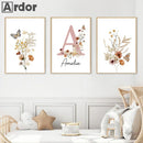 Personalized Wildflower Poster Custom Name Canvas Painting by Axyaa - Baby Kids Living Room Wall Art