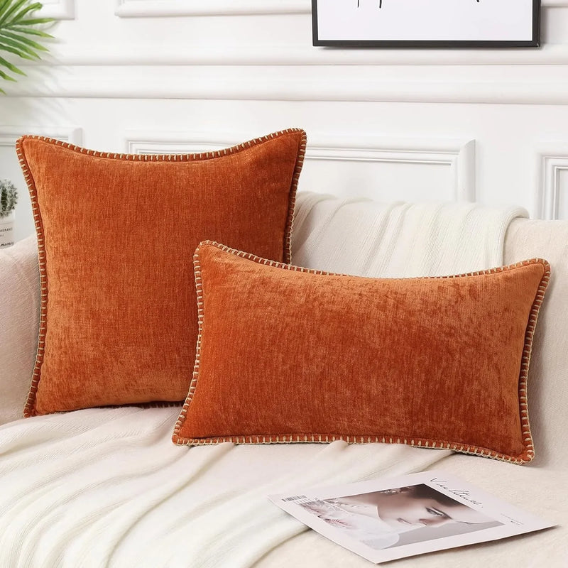 Axyaa Brown Chenille Cushion Cover 45x45 - High Quality Pillowcase for Home Decor
