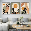 Axyaa Boho Abstract Geometric Leaves Sun Canvas Wall Art Home Decor