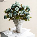 Axyaa Ceramic Floral Texture Vase for Aesthetic Room Decor