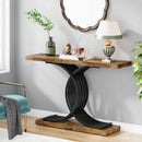 Axyaa Gold Geometric Console Table with Faux Marble Top & Metal Legs