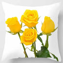 Axyaa Yellow Rose Print Pattern Cushion Cover for Home Decor