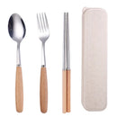 Axyaa Stainless Steel Tableware Set: Chopsticks, Fork, Spoon - Students, Travel, Outdoor Gift