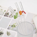Axyaa Glass Straw Set: Reusable Eco-Friendly Smoothie Cocktail Bubble Tea Straws