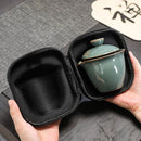 Axyaa Ceramic Travel Tea Set with Kuaike Cup, One Pot, Three Cups - Chinese Kung Fu Tea Set