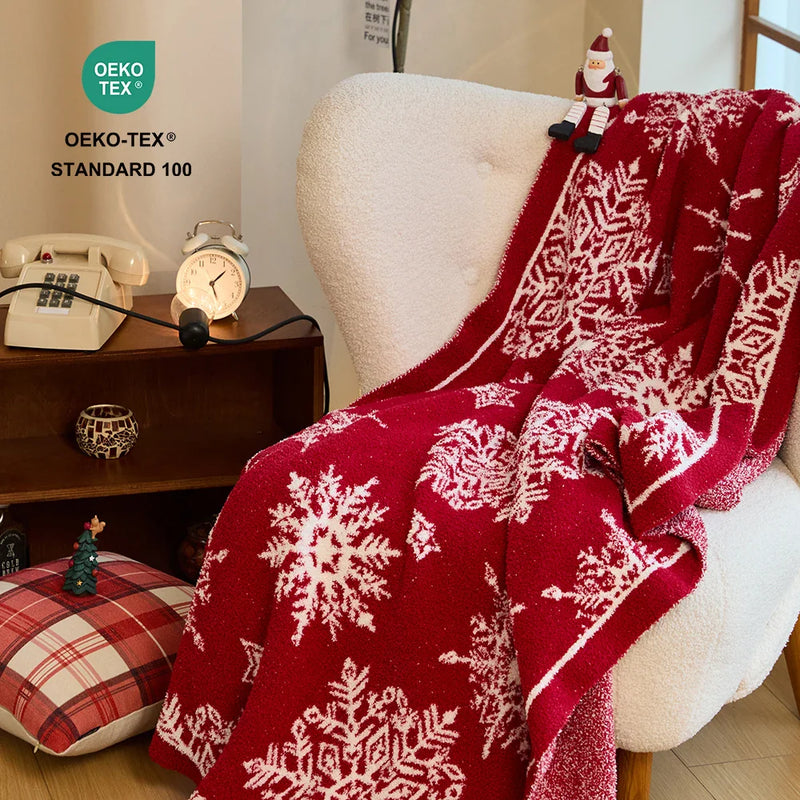 Axyaa Snowflake Houndstooth Christmas Blanket 51x63in Warm Microfiber Throw for Home