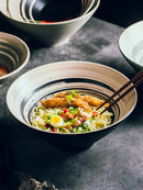 Axyaa Ceramic Ramen Bowl Set for Household Kitchen - Large Size Ajisen Beef Noodle Soup Bowl