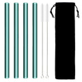 Axyaa Glass Straw Set - Healthy Eco-Friendly Reusable Straws with Cleaning Brush