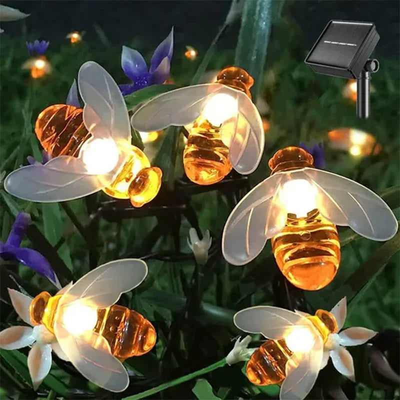 Axyaa Solar Bee String Lights: 8 Modes Outdoor Fairy Light for Garden Party Decor
