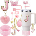 Axyaa 9-Piece Accessory Set for Stanley Cup: Butterfly Straw, Cover, Cap, Boot, Charm, Initials