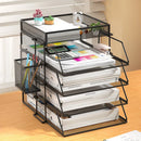 Axyaa Stackable Tray Organizer Set for Desk with Paper, Letter, Accessories - Black